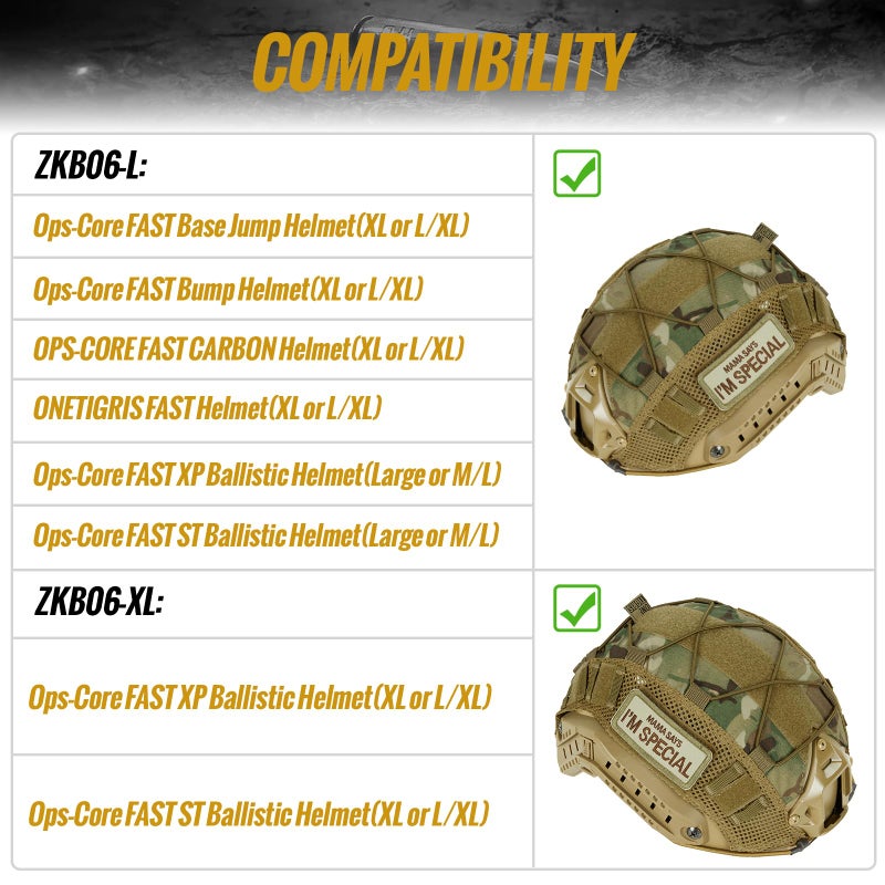 OneTigris Helmet Cover, Tactical Cloth Cover for Fast Helmet in Size L or M/L, XL or L/XL, Bump Helmet in Size XL or L/XL - ZKB12 No Helmet - Image 2